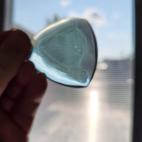 Clear Blueish Glass Pendant on Silver Tone Large Link Chain - Picture 10 of 16